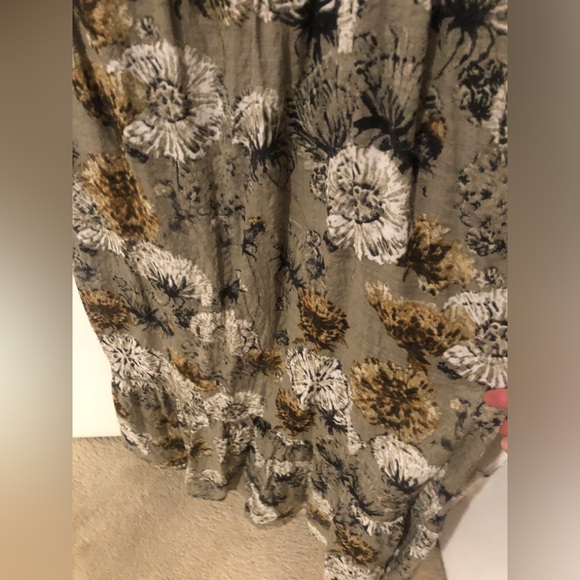 NWT Sage Green Floral Boho Maxi Flowy Cotton Dress sleeveless and back tie - Picture 4 of 12